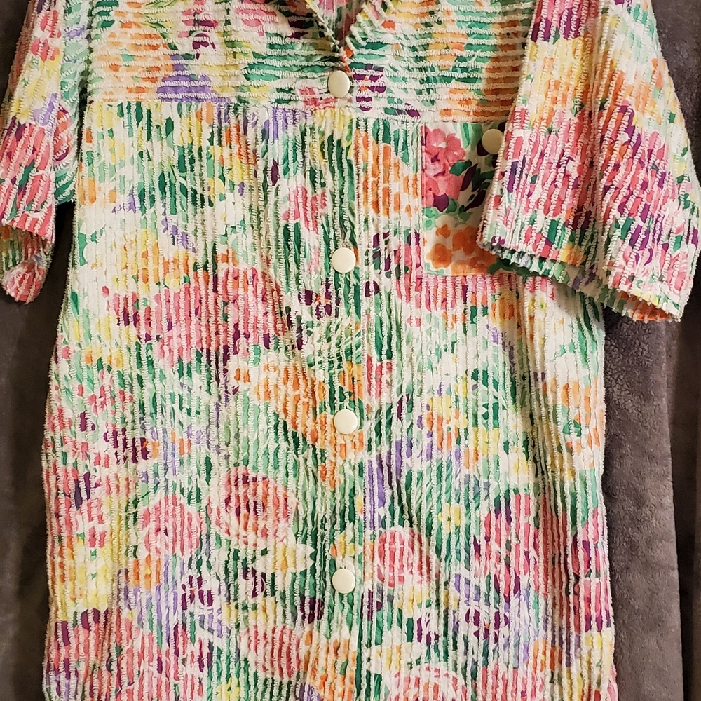 60s 70s Vintage Flowered House Dress